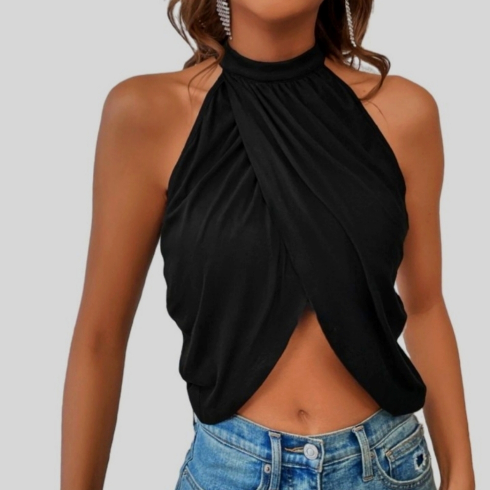 NWT Black Halter Top